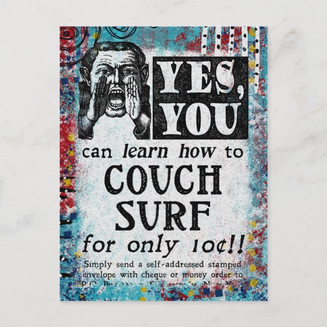 Couch Surf - Funny Vintage Ad Postcard (Front)