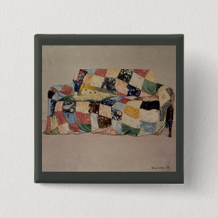 couch watercolor and ink 1985 15 cm square badge