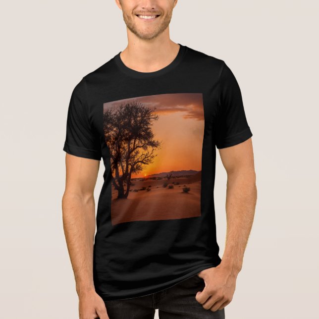“Coucher de Soleil dans le Désert” – Bella+Canvas  Tri-Blend Shirt (Front)