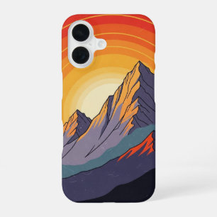 Coucher de Soleil Rétro sur la Montagne iPhone 16 Case