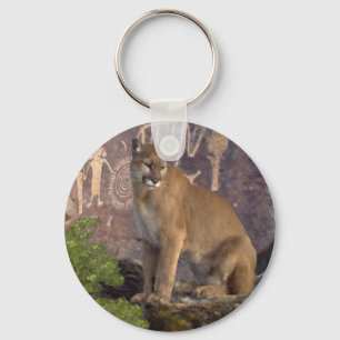 Cougar and Pictographs Key Ring