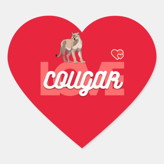 cougar animal love heart sticker (Front)
