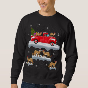 Cougar Driving Christmas Tree Red Truck Cougar Chr Sweatshirt