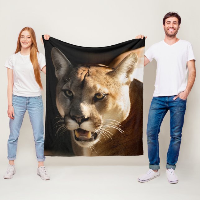 Cougar Face  Wildlife Fleece Blanket (In Situ)