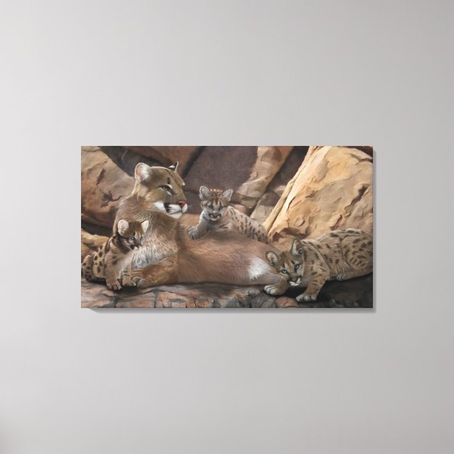 Cougar Family Canvas Print (Front)