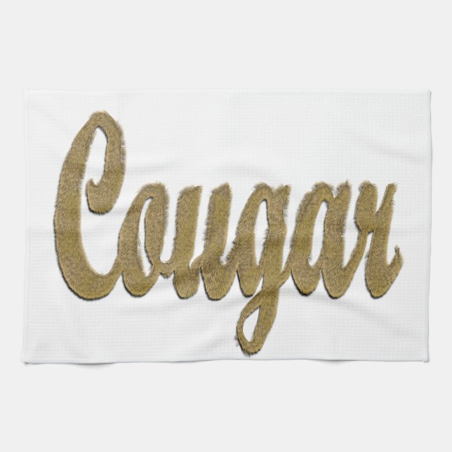 Cougar - Furry Text Tea Towel (Horizontal)