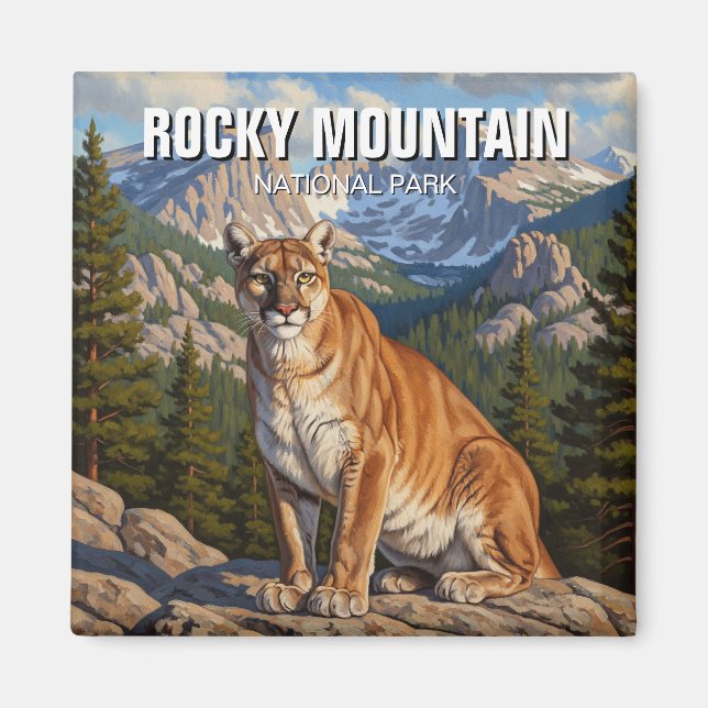 Cougar in Rocky Mountain National Park Travel Magnet (Front)