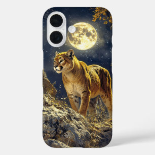 Cougar in the Moonlight Wildlife Art iPhone 16 Case