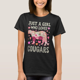Cougar Just A Girl Who Loves Cougars Flower Women T-Shirt