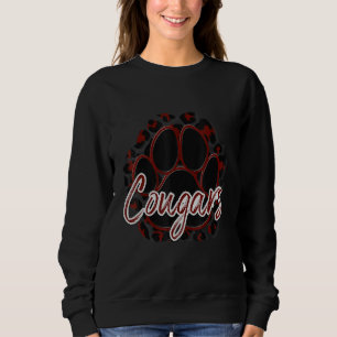 Cougar Maroon Black Cheetah School Sports Fan Team Sweatshirt