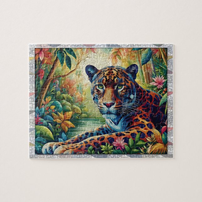 Cougar Mosaic, Wild Animals, Tiles, Gift,  Jigsaw Puzzle (Horizontal)