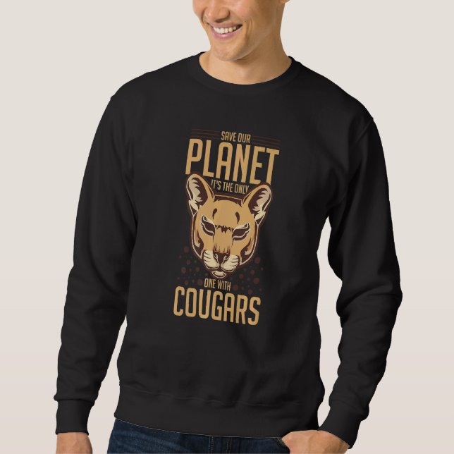 Cougar Mountain Lion Animal Cat Head Cute Wildcat  Sweatshirt (Front)