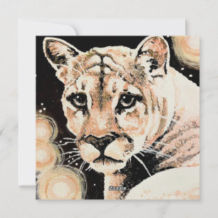 Cougar Mountain Lion Art Holiday Card