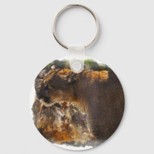 Cougar Mountain Lion Big Cat Art Design 4 Key Ring