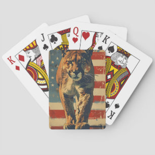 Cougar Mountain lion Independence day Playing Cards