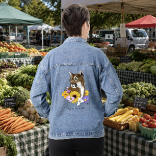Cougar Mountain Lion Puma Flowers Denim Jacket
