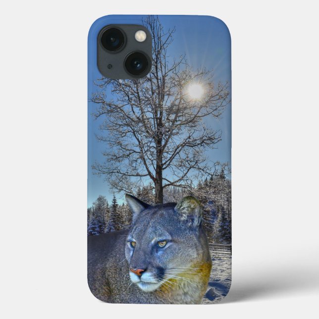 Cougar Mountain Lion & Winter Tree Case-Mate iPhone Case (Back)