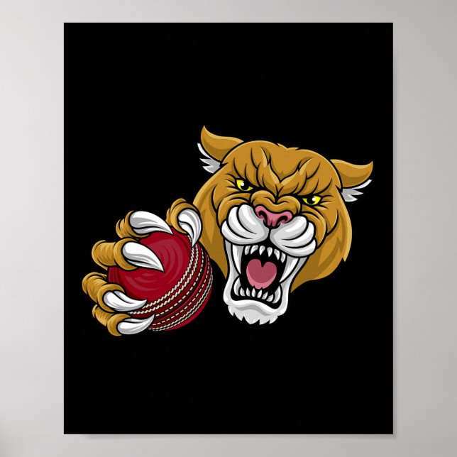 Cougar Panther Mountain Lion Puma Cricket Cartoon  Poster (Front)