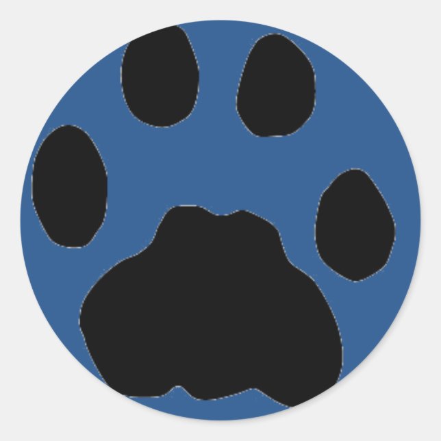 COUGAR PAW PRINT on blue Classic Round Sticker (Front)