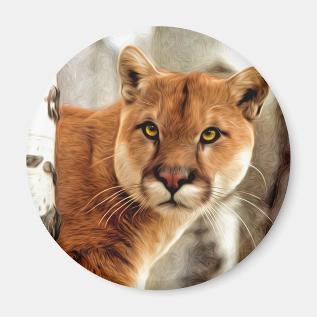 Cougar Photo Painting Magnet (Front)