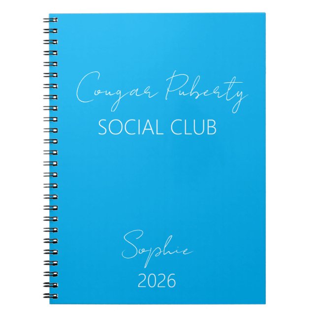 cougar puberty club, custom year notebook (Front)