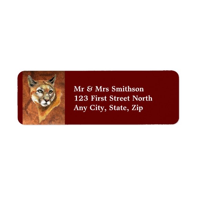 Cougar, Puma, Mountain Lion Animal  Address Label (Front)