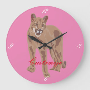 Cougar Puma Mountain Lion Thunder_Cove Large Clock