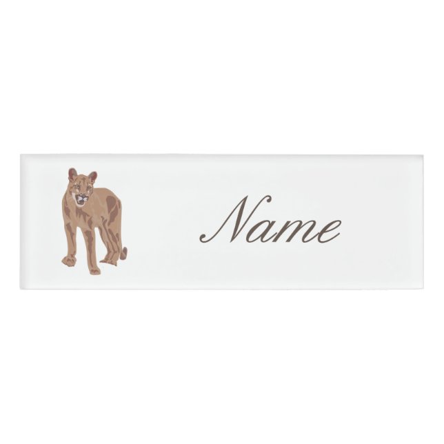 Cougar Puma Mountain Lion Thunder_Cove Name Tag (Front)