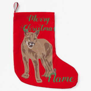 Cougar Puma Mountain Lion Thunder_Cove Small Christmas Stocking