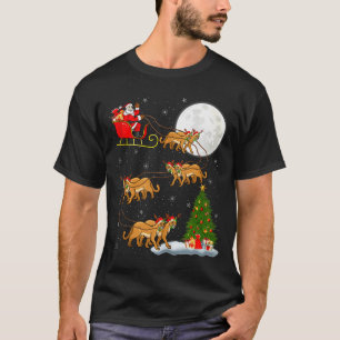 Cougar Santa Sleigh Flying Funny Magical Christmas T-Shirt