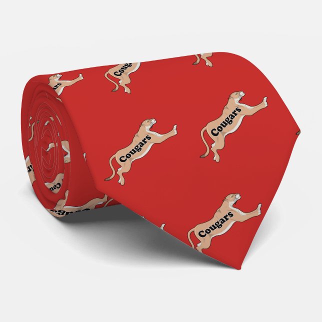 Cougar Team Mascot  Football Basketball Baseball Tie (Rolled)