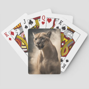 Cougar Wild Animal Elegant Dramatic Mist Portrait Playing Cards