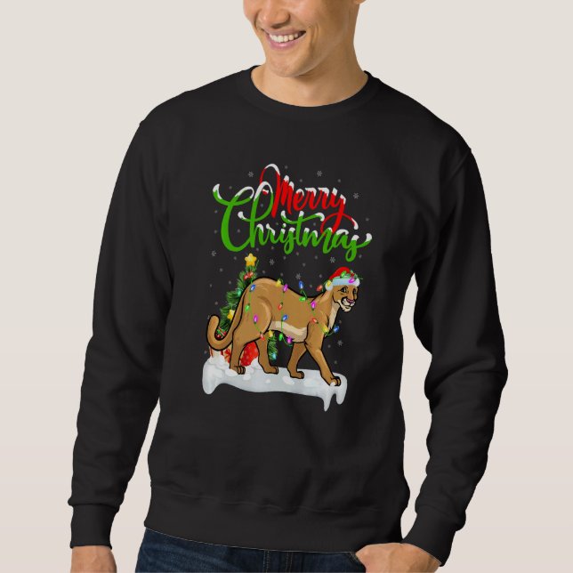 Cougar  Xmas Decorations Santa Cougar Christmas Sweatshirt (Front)