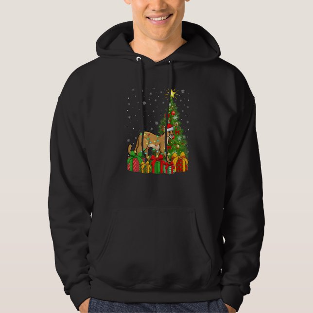 Cougar  Xmas Holiday Santa Cougar Christmas Tree Hoodie (Front)
