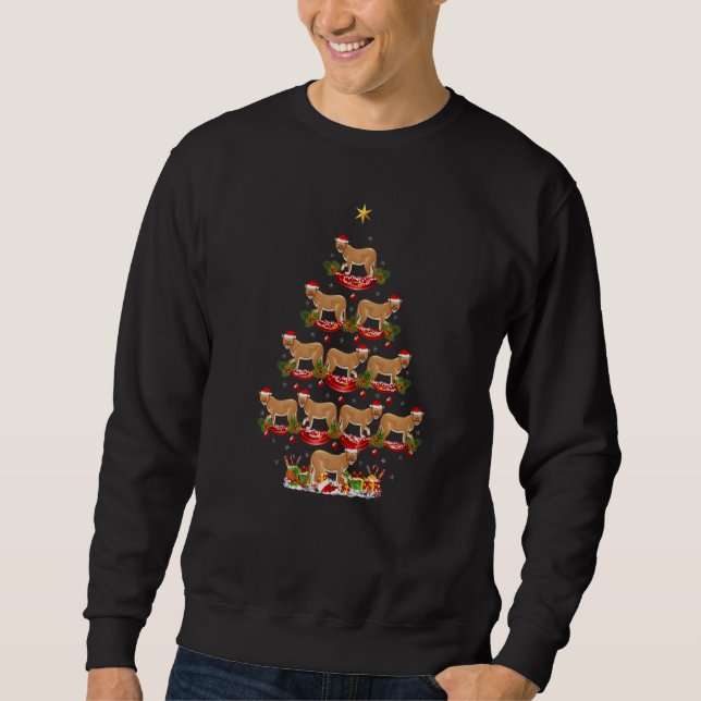 Cougar  Xmas Holiday Santa Cougar Christmas Tree Sweatshirt (Front)