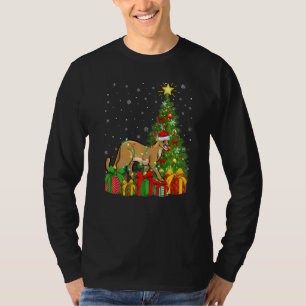 Cougar  Xmas Holiday Santa Cougar Christmas Tree T-Shirt