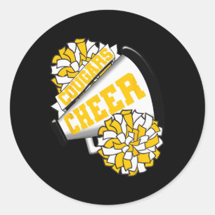 Cougars Cheer Ck To School Cheerleading Spirit Gy Classic Round Sticker