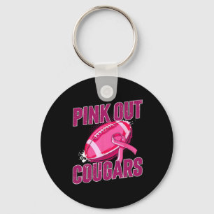 Cougars Pink Out Footbyll Tackle Breast Cancer  Key Ring