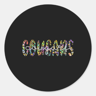 Cougars School Sports Fan Team Spirit Mascot Gift  Classic Round Sticker