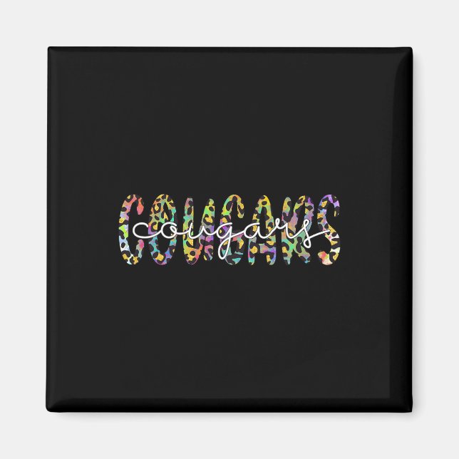 Cougars School Sports Fan Team Spirit Mascot Gift  Magnet (Front)