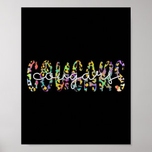 Cougars School Sports Fan Team Spirit Mascot Gift  Poster