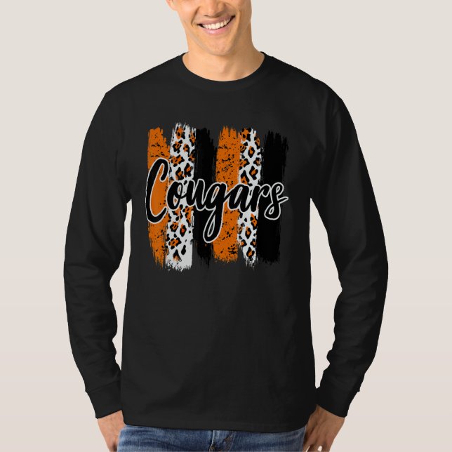 Cougars School Sports Fan Team Spirit Mascot T-Shirt (Front)