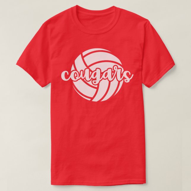 Cougars Volleyball Team Mascot School Spirit Game  T-Shirt (Design Front)