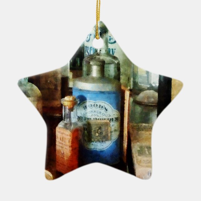 Cough Remedies And Tooth Powder Ceramic Tree Decoration (Front)