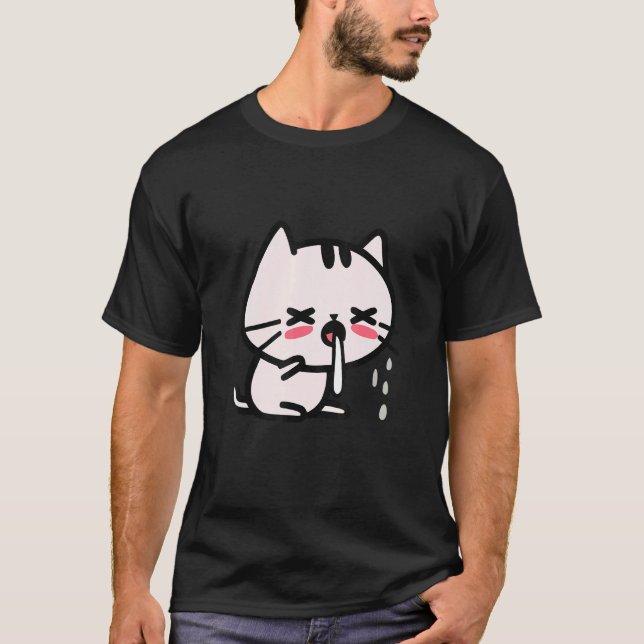 Coughing Cute Cat T-Shirt (Front)