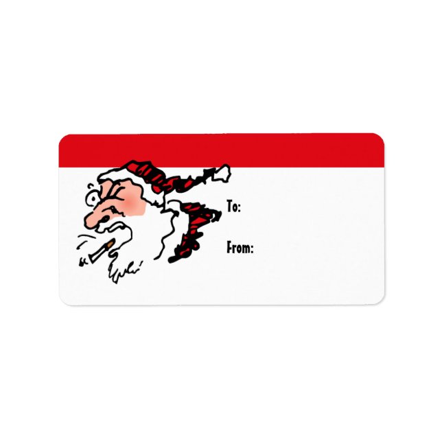 Coughing Smoker Santa Gift Labels (Front)