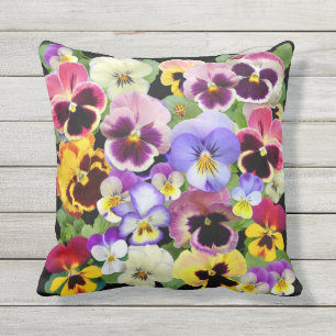 Coulurful Pansies Outdoor Pillow