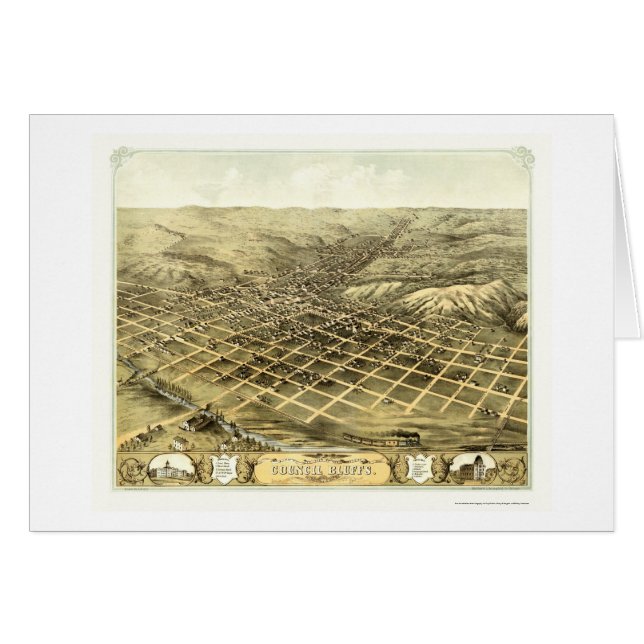 Council Bluffs, IA Panoramic Map - 1868 (Front Horizontal)