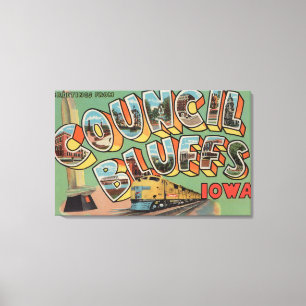 Council Bluffs, Iowa - Large Letter Scenes Canvas Print