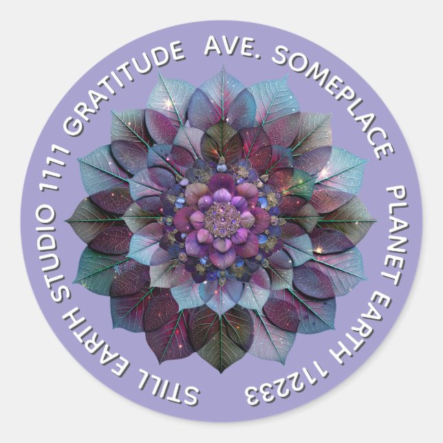 Council of Leaves | Mandala Art P&B Classic Round Sticker (Front)